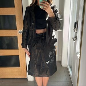 WEEKEND MAX MARA shiny brown bronze y2k skirt suit, size 8
